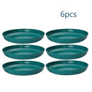 Axyaa Dark Green Striped Plastic Plate Set - Reusable Household & Outdoor Camping Snack Plates