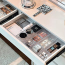 Axyaa Desk Drawer Organizer Set: Clear Plastic Storage Bins for Bathroom, Makeup, Kitchen