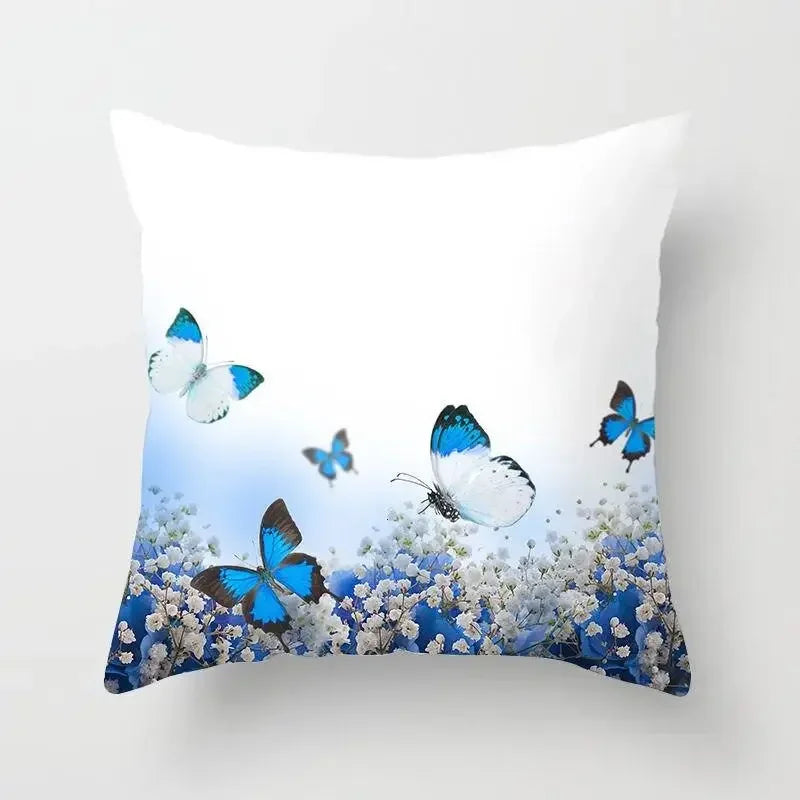 Axyaa Butterfly Flower Polyester Cushion Cover