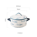 Axyaa 1000ml Ceramic Double Ear Noodle Soup Bowl with Cover - 15cm Microwave Oven Bowl