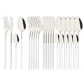 Axyaa 24-Piece Stainless Steel Cutlery Set - Black Mirror Finish