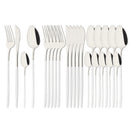 Axyaa 24-Piece Stainless Steel Cutlery Set - Black Mirror Finish