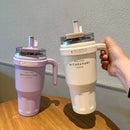 Axyaa Stainless Steel Straw Thermos Bottle Insulated Coffee Mug Double Drink Cup