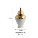 White Gold-Plated Ceramic Jar, Light Luxury Vase Home Decor by Axyaa