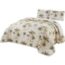 Axyaa Tropical Palm Tree Queen Size Quilt Set Reversible Bedspread Coverlet Beige