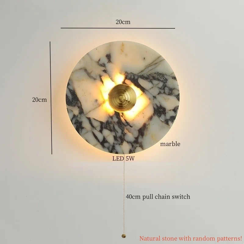 Axyaa Circular Marble LED Wall Lamp Modern Nordic Interior Lighting