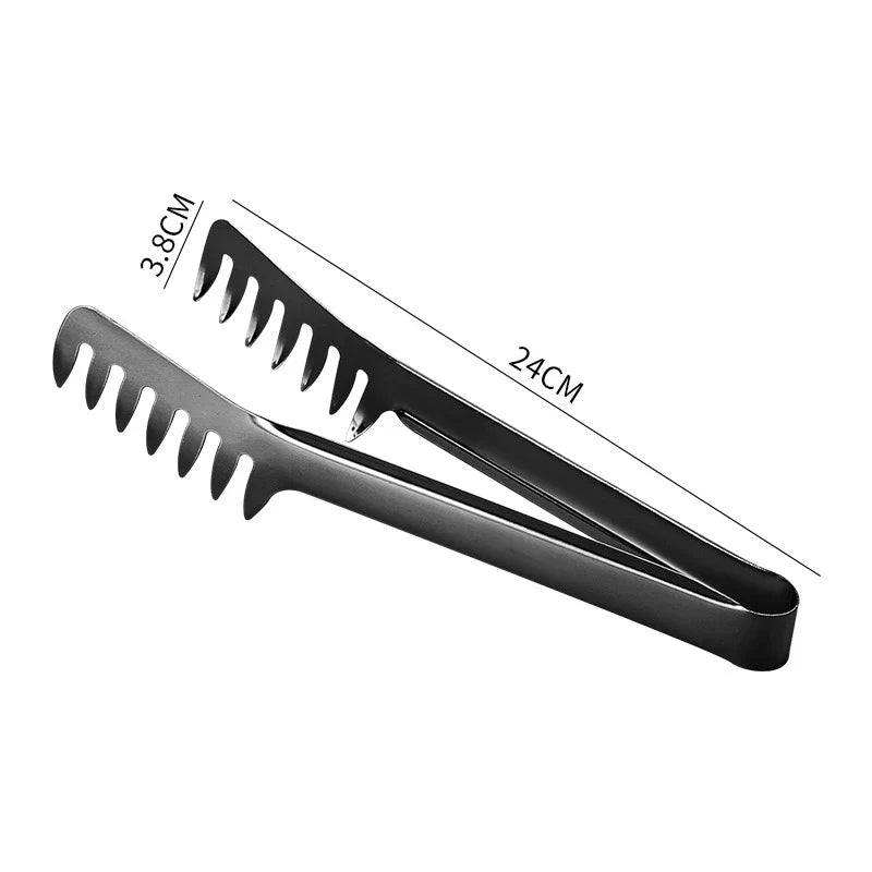 Axyaa Stainless Steel Kitchen Tongs: Color Comb Meal Clip for Non Stick Cookware