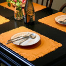 Axyaa Orange Faux Leather Square Placemats - Set of 6