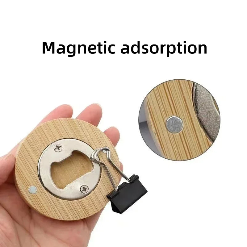 Axyaa Bamboo Beer Bottle Opener Fridge Magnet Bar Home Party Tool