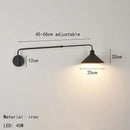 Axyaa Adjustable Black Metal Long Arm Wall Lamp for Bedroom Reading