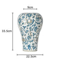 Axyaa Blue & White Vase: Retro Floral Texture, Table Decor, Aesthetic Room Accent