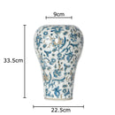 Axyaa Blue & White Vase: Retro Floral Texture, Table Decor, Aesthetic Room Accent