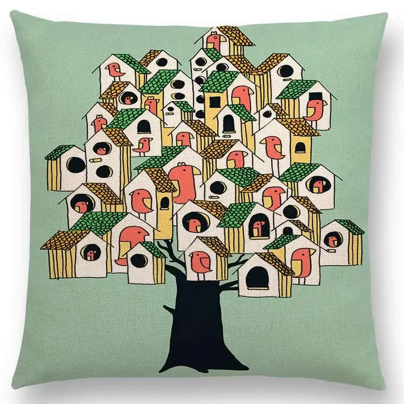 Axyaa Cartoon Animals Cushion Cover - Cat Flamingo Penguin Rabbit Pillow Case