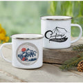 Enamel Mountain Mug with Handle by Axyaa. Best Camping Gift for Outdoor Lovers