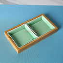 Axyaa Celadon Bamboo Wood Partition Fruit Snack Tray - Living Room Candy Nut Melon Seeds
