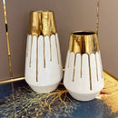 Luxury Gilded Ceramic Vases by Axyaa: Living Room & Porch Decor, Flower Arrangement