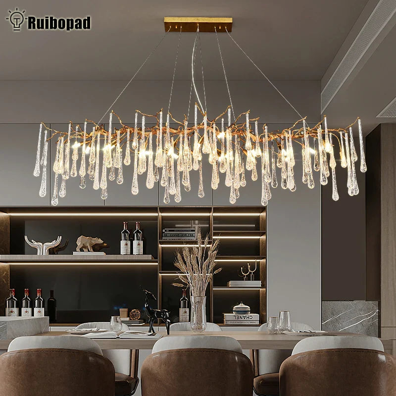 Axyaa Copper Crystal Branch Chandelier for Dining, Living Room, Kitchen.