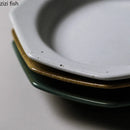 Axyaa Octagonal Ceramic Dessert Plate: Vintage Serving Tableware for Restaurant and Home