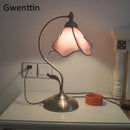 Axyaa Mediterranean Tiffany Stained Glass Table Lamp Vintage LED Desk Light
