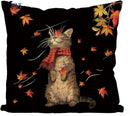 Axyaa Fall Maple Leaf Cat Pillow Cover - Farmhouse Autumn Decor Pillow Case