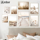 Axyaa Coastal Bridge Canvas Print Nordic Wall Art Poster for Living Room