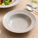 Axyaa Ceramic Dinner Set: Threaded Plates for Japanese Salad, Soup, Pasta - Restaurant Quality