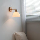 Axyaa Modern Nordic Copper Rotate LED Wall Lights Glass Wood White Bedside Lamp