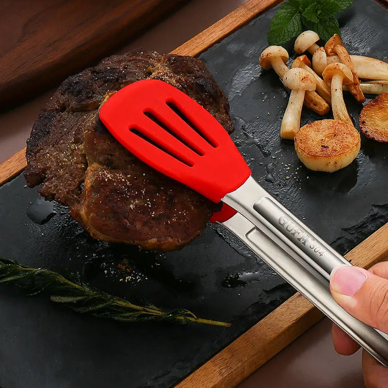 Axyaa Silicone Hollow Head BBQ Tongs for Home Cooking Essentials