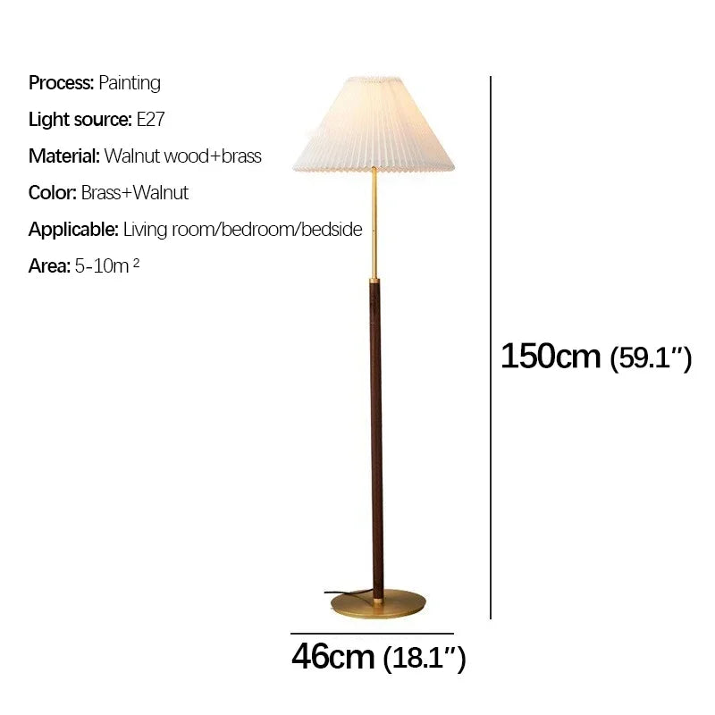Axyaa Nordic Retro Floor Lamp Golden LED Standing Light for Modern Living Room