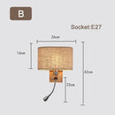 Axyaa Wood Iron LED Wall Lamp with Linen Lampshade for Bedroom and Aisle Lighting