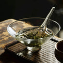 Axyaa Glass Teacup & Spoon Set: Bamboo Hat Design Kung Fu Tea Ware