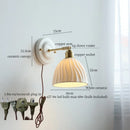 Axyaa Nordic Ceramic LED Wall Lights Copper Rotate Pull Chain Switch Bedside Lamp