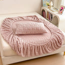 Axyaa Jacquard Winter Fleece Mattress Cover, Elastic Band, Thick & Warm Bed Sheet