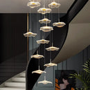 Axyaa Crystal Chandelier Stair Pendant Lamp Living Room Light Fixture