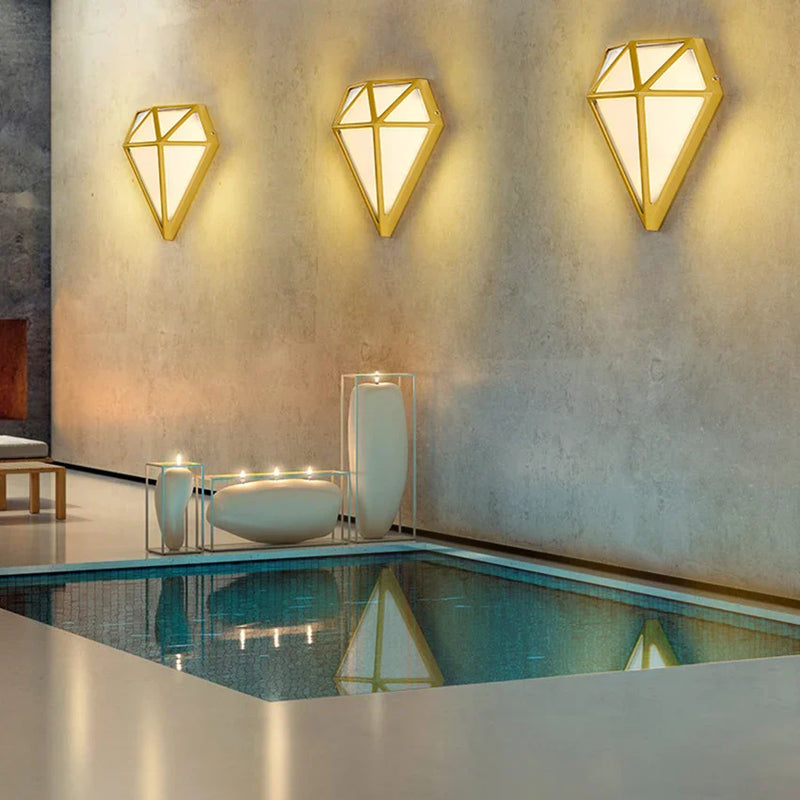 Axyaa Modern Diamond-Shaped Waterproof Wall Sconce for Porch, Terrace, and Garden Decor