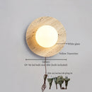 Axyaa Stone LED Wall Lamp with Pull Chain Switch - Black Travertine Wabi Sabi