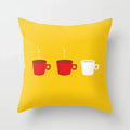 Axyaa Coffee Print Polyester Throw Pillow Case for Home Sofa Chair Decor