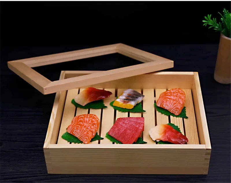 Axya Wooden Sashimi Sushi Box with Lid | Restaurant Tableware for Food Storage