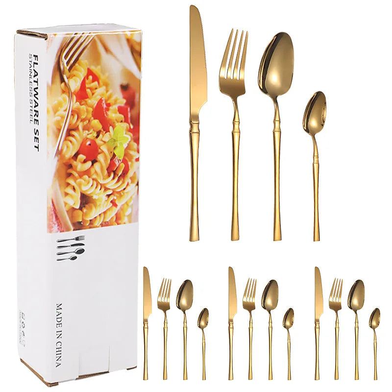 Axyaa 16-Piece Stainless Steel Tableware Set for Restaurants, Hotels, and Homes