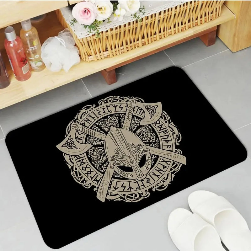 Axyaa Viking Pattern Symbol Floor Mat for Home Decoration