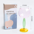 Axyaa Contrast Color Glass Goblet Cup Set - 420ml & 260ml Stemware Wine Glasses