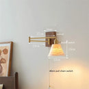 Axyaa Walnut Ceramic LED Wall Lamp with Copper Arm, Rotate, Pull Chain Switch