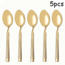 Axyaa Stainless Steel Cutlery Set, 5pcs Steak Fork Knife Spoon for Banquets
