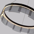 Axyaa Stratos Glass Circle LED Pendant Light: Luxury Ceiling Chandelier for Kitchen Island