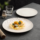 Axyaa White Porcelain Steak Plate, Half Rock Textured Dining Plate, Tableware