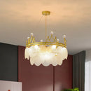 Axyaa Golden Crown Crystal Chandelier for Living Room, Dining Room, Bedroom & Villa