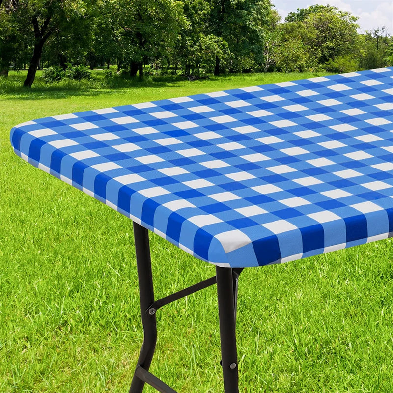 Axyaa Waterproof Stretch Vinyl Rectangle Table Cover for Home Parties and Outdoor Activities