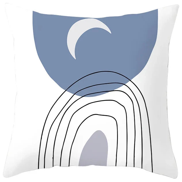 Axyaa Abstract Geometric Pillowcase in Nordic Blue Purple - Peach Skin Fabric