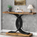 Axyaa Faux Marble Console Table with Geometric Metal Legs