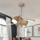 Axyaa Little Deer LED Chandelier: Modern Minimalist Cartoon Wooden Kids Room Pendant Light